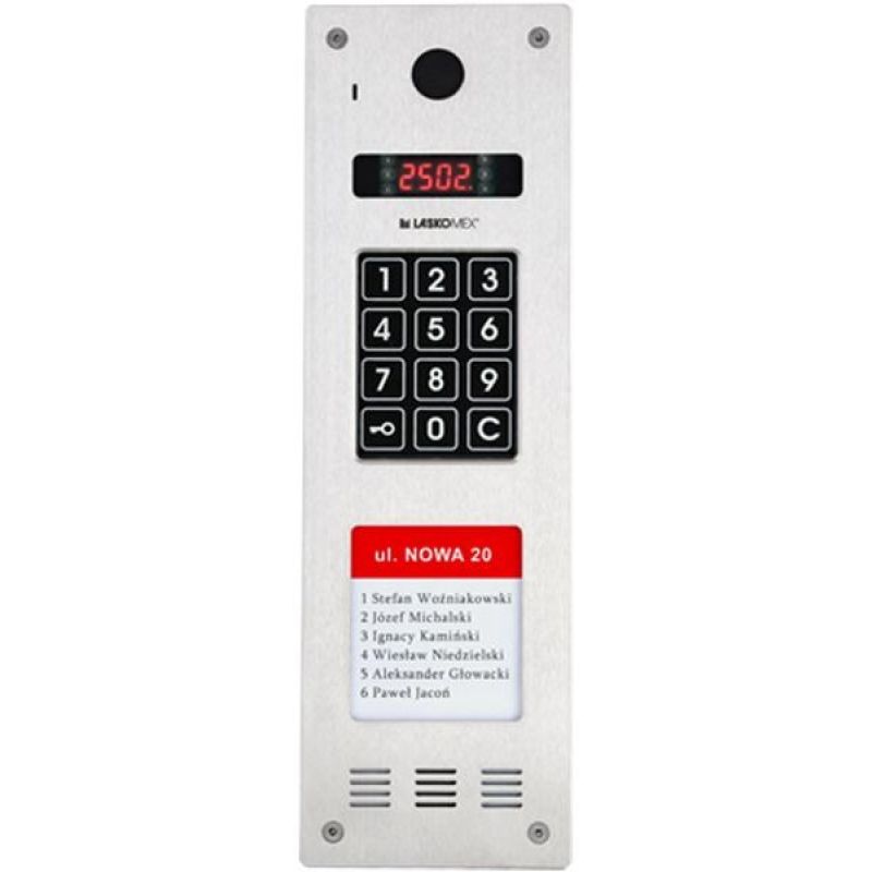 Laskomex CP-2533NR-040 Slim vertical audio panel, stainless steel, with RFID reader and LONGER tenant list (compatible with KAM3-1 module)
