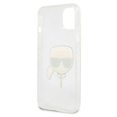 7. Karl Lagerfeld Glitter Karl's Head case for iPhone 13 mini - silver