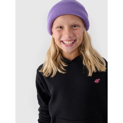 4. Girls' sweatshirt with hood, open, 4F Junior 4FJWMM00TSWSF1316-20S
