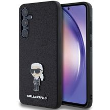 Karl Lagerfeld Fixed Glitter Ikonik Logo Metal Pin case for Samsung Galaxy A55 - black