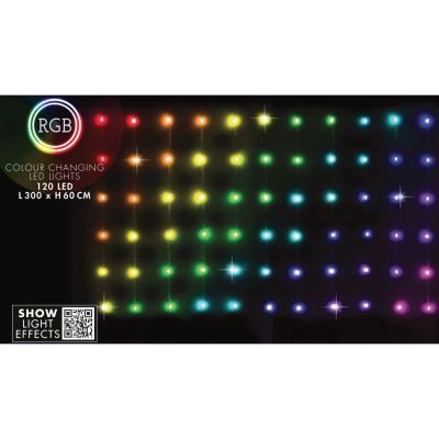 29. CHRISTMAS TREE LIGHTS LIGHT CURTAIN OUTSIDE/INTERNAL 120 LED 300X60CM WITH REMOTE CONTROL RGB COLOR