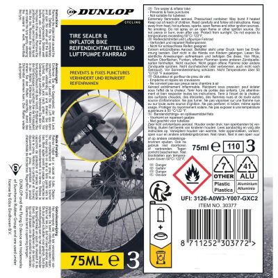 4. DUNLOP 75ML SEALING SPRAY FOR BICYCLE TUBE WITH UNIVERSAL VALVE