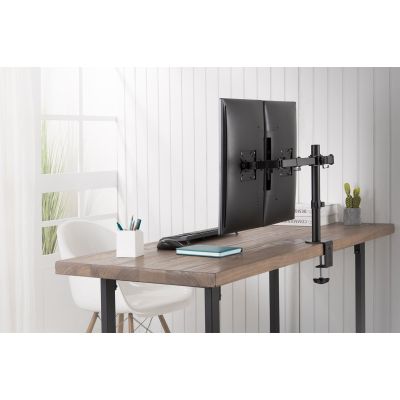 17. DIGITUS DOUBLE DESK MOUNT WITH CLAMP 2XLCD MAX. 32" MAX. LOAD 2X 8KG TILT AND SWIVEL BLACK DA-90400