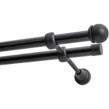 Double Curtain Rod Ø 19 mm, Black, 400 cm, Knob MAX KOWALSKI