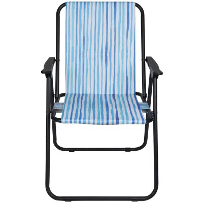 2. CAMPING CHAIR WITH ARMRESTS 52x44x75CM FOLDING BLUE LINES