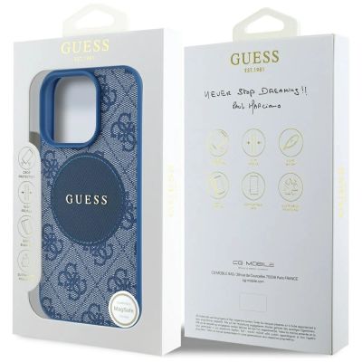 8. Guess 4G Circle Classic Logo MagSafe case for iPhone 16 Pro Max - blue