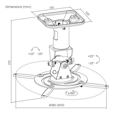3. MACLEAN CEILING HANGER FOR PROJECTOR, STEEL, 180~310MM, UP TO 15 KG MC-208 W