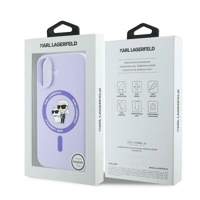 8. Karl Lagerfeld Silicone Karl&Choupette Ring MagSafe iPhone 16 Case - Purple