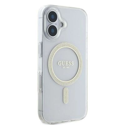 4. Guess IML Glitter Circle MagSafe iPhone 16 Case - Clear