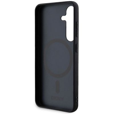 7. DKNY Leather Pattern Metal Logo MagSafe case for Samsung Galaxy S24 - black