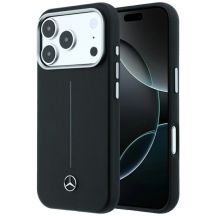 Mercedes Leather Semi Wrap Iconic Line MagSafe Case for iPhone 18 Pro Max / 17 Pro Max - Black