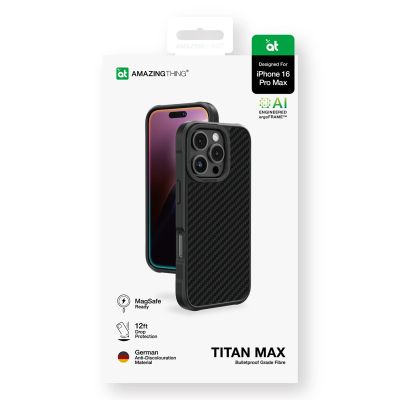 4. AmazingThing Titan Max Case with 1500D Aramid Fibers for iPhone 16 Pro Max - Black