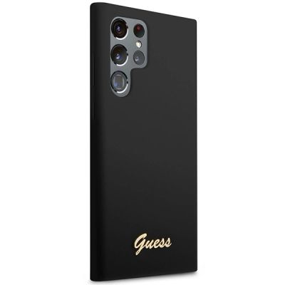 4. Guess GUHCS23LSLSMK S23 Ultra S918 black/black hardcase Silicone Vintage Gold Logo