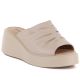 Women's beige leather wedge sandals Vinceza 66949