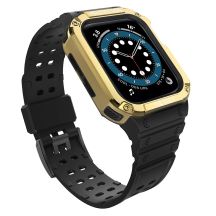 Protect Strap Band for Apple Watch 42/44/45mm Armored Case Strap - Black, Gold