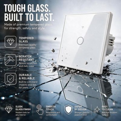 10. QOLTEC LIGHT ON/OFF SWITCH | TOUCH 1-CHANNEL | WI-FI | TIMER | TUYA | WHITE