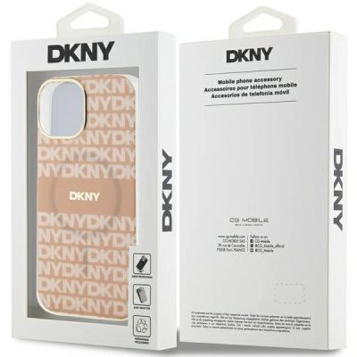 8. DKNY IML Mono & Stripe MagSafe Case for iPhone 15 Plus / 14 Plus - Pink