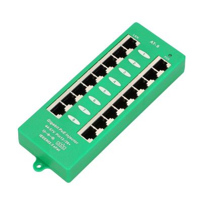 10. Extralink Gigabit PoE Injector 8 Port Active, 8 Gigabit 802.3at/af ports, Mode A