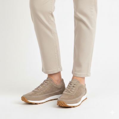 5. Women's leather suede shoes, light brown, Sergio Leone SP001