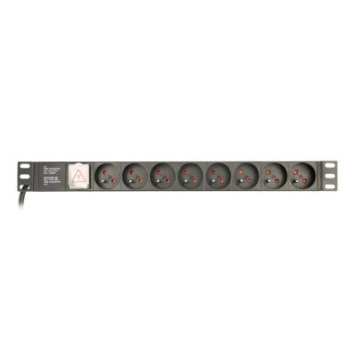GEMBIRD 19" Rack Power Strip PDU EG-PDU-014-FC14, 1U, 16 A, 8 French Sockets, C14 Plug, 3 m Cable