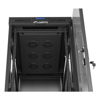 10. Lanberg 19" 32U 600x1000 black floor-standing rack cabinet with glass doors (flat pack)