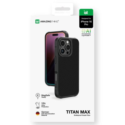 5. AmazingThing Titan Max Case with 600D Aramid Fibers for iPhone 16 Pro - Black