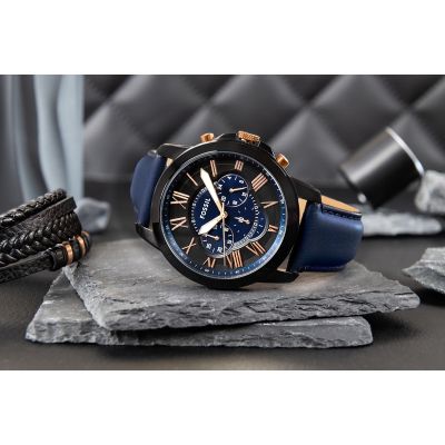 6. FOSSIL Grant Leather Men's Watch FS5061 + BOX