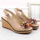 6. Leather wedge sandals with colorful beads Filippo W PAW528 beige