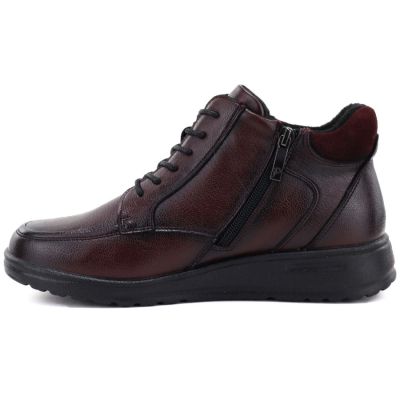 3. Burgundy women's insulated leather wedge ankle boots – Potocki JE19502