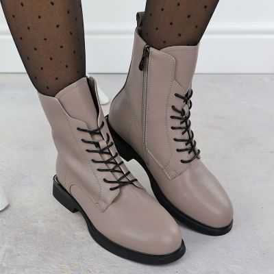 7. Women's leather ankle boots, beige, Filippo DBT7222