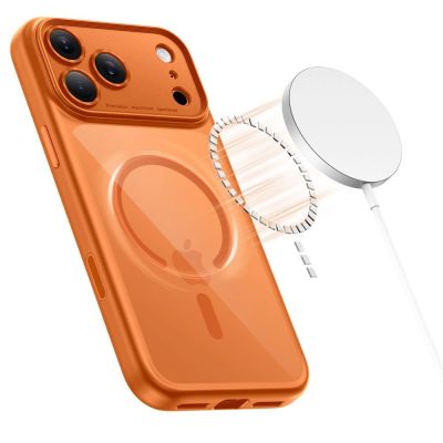 3. Tech-Protect Magpeak Magsafe CC Case for iPhone 17 Pro Max - Transparent Orange