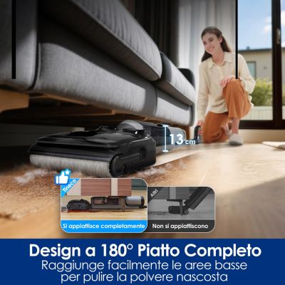 6. Tineco FloorOne i5 Stretch PLUS Upright Vacuum Cleaner Battery Wet and Dry Bagless Gray 2.5 Ah