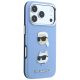 4. Karl Lagerfeld Saffiano with Karl & Choupette Heads Pins & Logo case for iPhone 18 Pro / 17 Pro - light blue