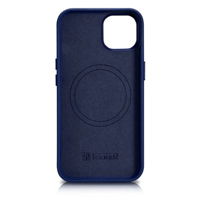 3. iCarer Case Leather cover for iPhone 14 Plus genuine leather case blue (compatible with MagSafe)