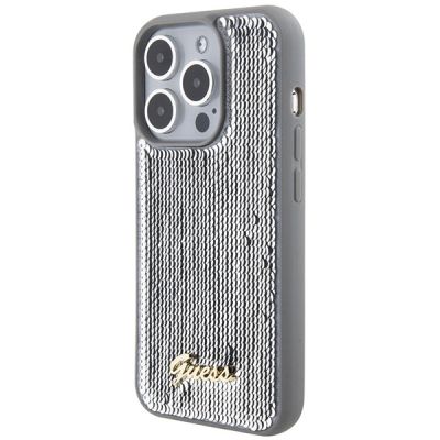 2. Guess Sequin Script Metal case for iPhone 15 Pro - silver