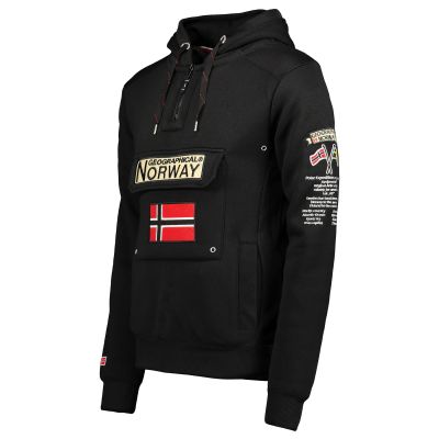 3. Geographical Norway GYMCLASS BLACK DB MEN 100 Men's Sports Hoodie, Black (WU4185H-GN-BLACK)