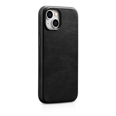 5. iCarer Oil Wax Premium Leather Case iPhone 14 Plus Magnetic Leather Case with MagSafe Black (WMI14220703-BK)