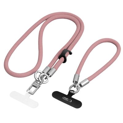 Tech-Protect C10S Crossbody Phone Lanyard (114 cm) + Wrist Strap (31 cm) - Pink Titanium