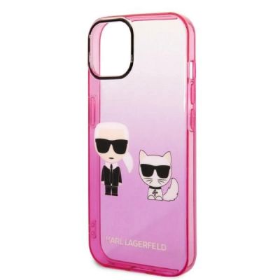 6. Karl Lagerfeld Gradient Ikonik Karl&Choupette Case for iPhone 14 Plus - Pink