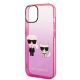 6. Karl Lagerfeld Gradient Ikonik Karl&Choupette Case for iPhone 14 Plus - Pink