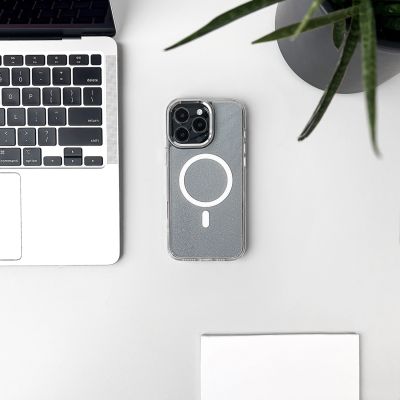 4. Glitter Case MagSafe for iPhone 16 Pro Max - white with glitter