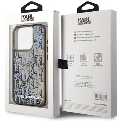 8. Karl Lagerfeld Liquide Glitter Monogram Gradient iPhone 15 Pro Max Case - Black