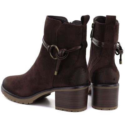 5. Women's suede ankle boots on a block, brown Potocki SZ12527
