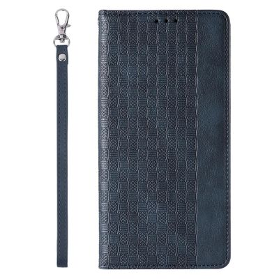 5. Magnet Strap Case Case for Samsung Galaxy S23 Ultra Flip Wallet Mini Lanyard Stand Blue