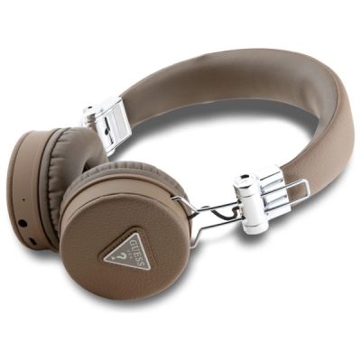 2. Guess Bluetooth ENC GUBH70PGTSPSW Brown Grained Classic Round Shape Headphones
