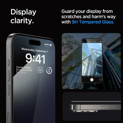 9. Spigen Glas.tR EZ Fit FC Tempered Glass for iPhone 15 Pro - Black 2 pcs.