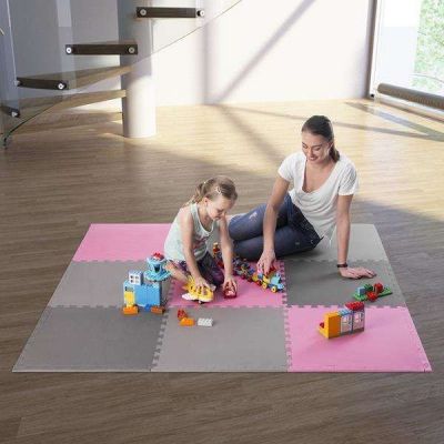 8. Multipack One Fitness MP10 puzzle mat pink and gray 9 pieces 10 mm