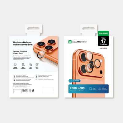 5. AmazingThing AR Sapphire Camera Lens Glass for iPhone 17 Pro / Pro Max - with Orange Frame