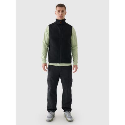3. Men's sherpa vest with stand-up collar 4F 4FRAW24TVESM172-20S
