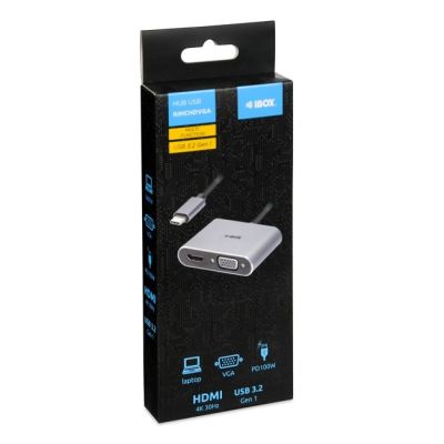 6. USB Type-C hub 4in1 USB 3.0 + PD 100W + HDMK 4k30Hz + VGA FullHD